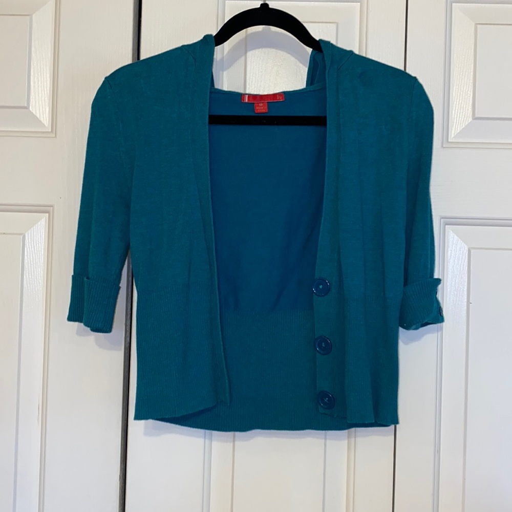 liv Blue Button up Sweater Top